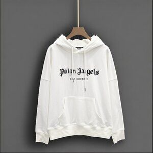 NWT Palm Angels Hot Diamond Letter Logo Hooded Sweatshirt White